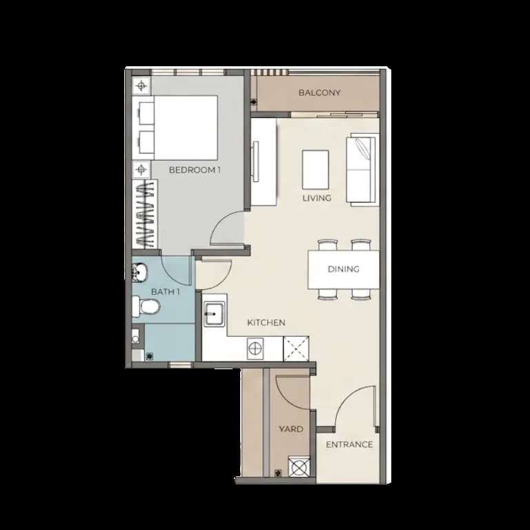 Type A floor plan — 526 sqft