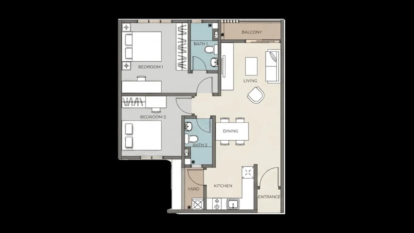 Type B floor plan — 756 sqft