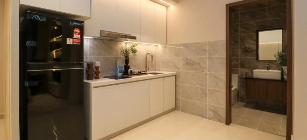 The Iconic by PGB Type A show unit kitchen with fitted cabinetry