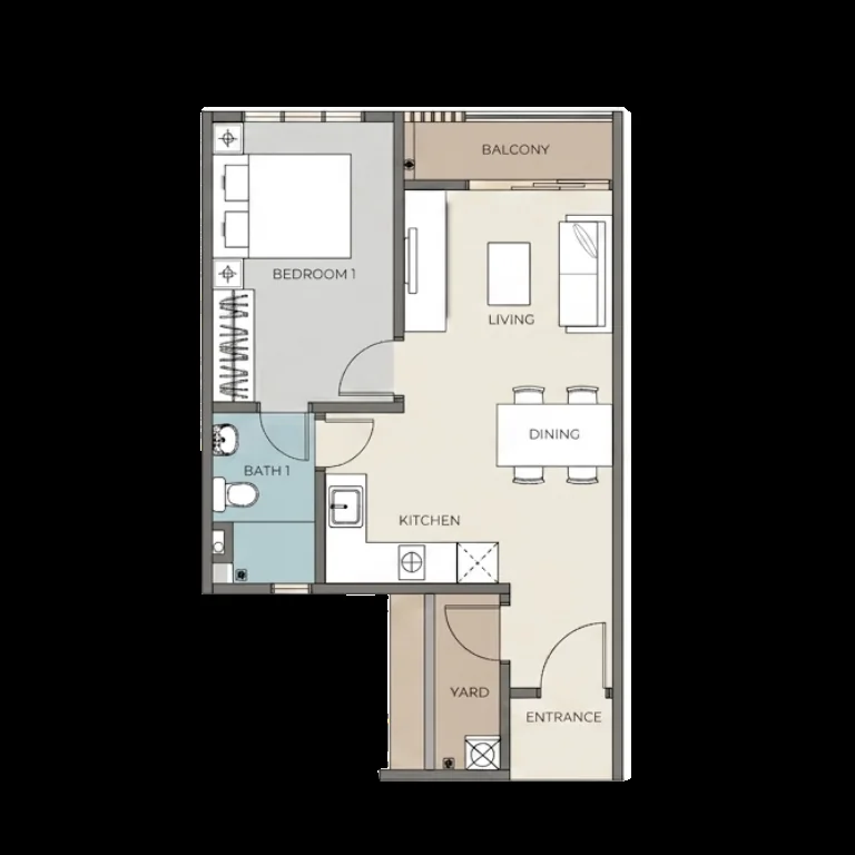 The Iconic by PGB Type A — 526 sq ft, 1-bedroom floor plan